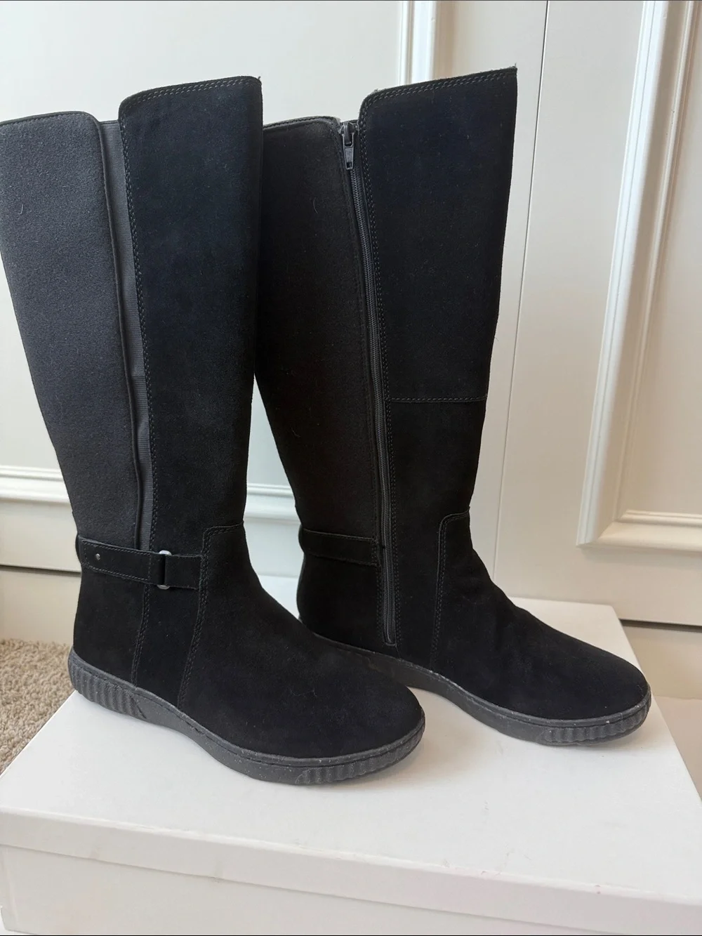 Clarks Black Over-the-Knee Stretch Sock Boots